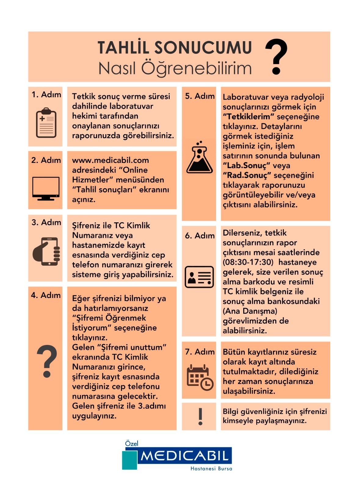  Tahlil Sonu&ccedil;larını Nasıl G&ouml;rebilirim